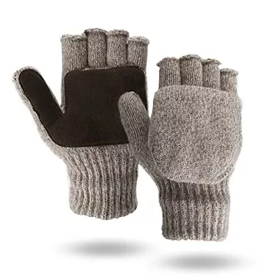 Rag Wool Glomitt Flip Mitten 3M Thinsulate Lined Soft Leather Grip Palm Woman... • $36.33