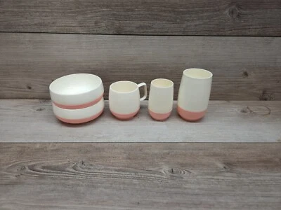 $15 • Buy Vtg MCM 1960's Vacron Vacuum Tumblers & Bowls Bopp-Decker Pink Set Of 10