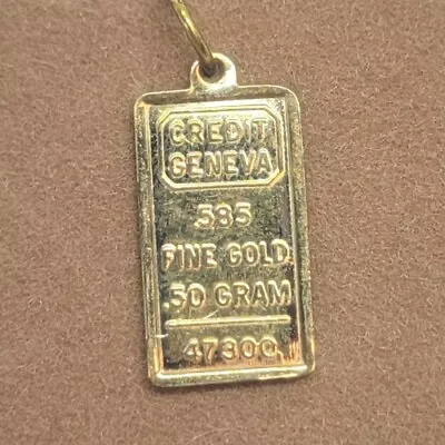 Vintage CREDIT GENEVA 585 14K FINE GOLD .50 GRAM #47300 INGOT CHARM Or PENDANT • $69.99
