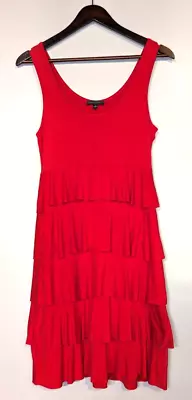 Spense Women's Tiered Red Tank Dress SZ S Midi Stretch Flared Boho Retro D45 • $19.99