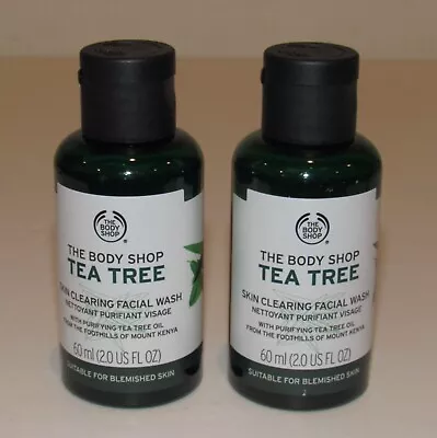 2 The Body Shop Tea Tree Skin Clearing Facial Wash Cleanser 4 Oz Total Travel Sz • $12.90