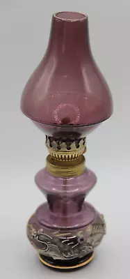 Vintage Miniature Dragonware Purple Amethyst Glass Oil Lamp Asian Japan • $18