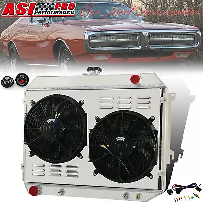 3-Row Radiator+Shroud Fan Relay Fits 1968-1974 Dodge Mopar Plymouth V8 26'' Core • $229