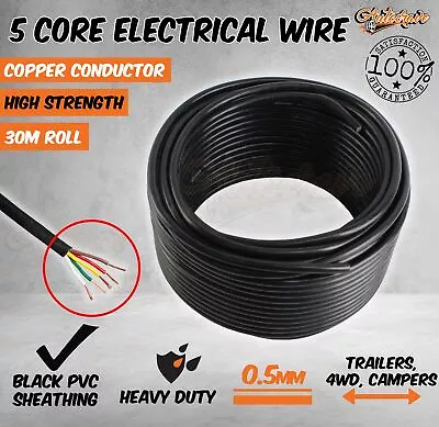 30M X 5 Core Wire Electrical Cable Extension Roll Car Trailer Caravan V90 PVC • $49.95