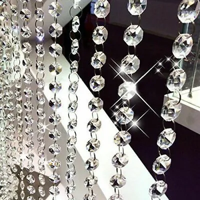 1M Clear Crystal Chandelier Lamp Parts Beads Chain Pendant Party Home Decor • £3.59