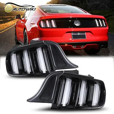 LED Sequential Tail Lights For 2015-2023 Ford Mustang Black Clear Lens Rear Lamp • $272.75