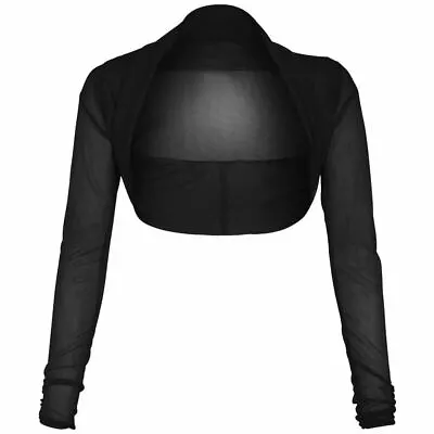 Ladies Womens Sheer Mesh Chiffon Bolero Shrug Long Sleeve Crop Cardigan Tops • $7.76