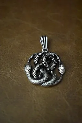 Necklace Pendant 925 Sterling Silver New Handmade Double Head Snake From Turkey • $15.99