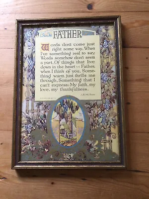 Vintage Buzza Motto Father Poem Print Framed 1920s USA • $24.95