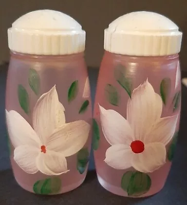 Vintage Bartlett Collins Pink Satin Salt And Pepper Shakers Hand Painted Floral • $9.99