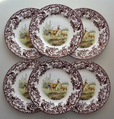 SET Of 6 Spode Woodland Dinner Plates Mule Deer Thanksgiving Fall Forest 10.5  • $165