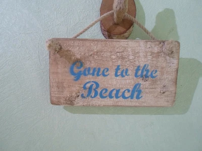 £9.99 • Buy Handmade Wooden Sign  GONE TO THE BEACH   - Wall Hanging - BEACH HUT - MANCAVE