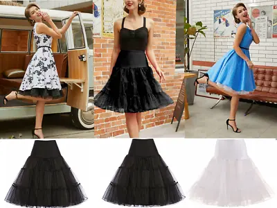 Women 1950s Petticoat Skirt Underskirt Crinoline Slips Tutu Skirt Dress Ivory Uk • £10.66