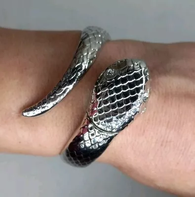 Vintage Studio Time Quartz Silvertone Bangle Snake Wrist Watch (See Description) • $15