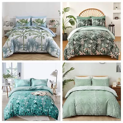 Soft Floral Leaf Doona Quilt Duvet Cover Set Queen King Size Bedding Pillowcases • $32.80