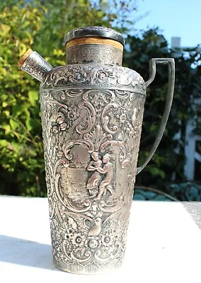 EG Webster & Son Art Deco Repousse Silver Plated Cocktail Shaker Pitcher • $249