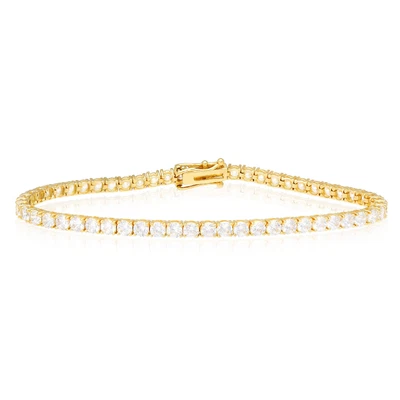 4.5CTW Simulated Diamond 3mm Solid 14K Yellow White Gold Tennis Bracelet 7  • £650.16