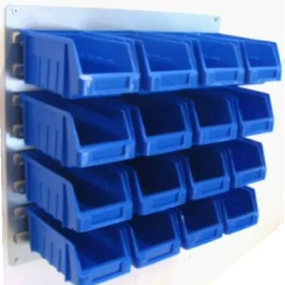 Garage Workshop Louvre Panel Parts Bin Kit 4 - Steel With 16 Plastic Bins Boxes • £46.49