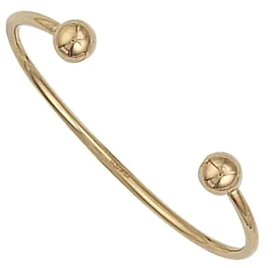 Solid 9ct Yellow Gold Baby / Kids Torque Bangle - Fully Hallmarked & Boxed • £205