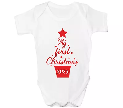 First Christmas Baby Grow My 1st Xmas Vest Boys Girls Bodysuit Gift • £6.99