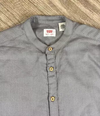 Levi’s Mandarin Collared Grandad Shirt Grey  Men’s S • £14.99