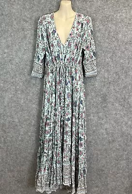 Erin Louise Women's Boho Design Floral Empire Button Maxi Dress L/14-16 (2294) • $35