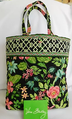 VERA BRADLEY Tote Bag - Botanica Black Green & Pink - Perfect Clean Condition • $42.95