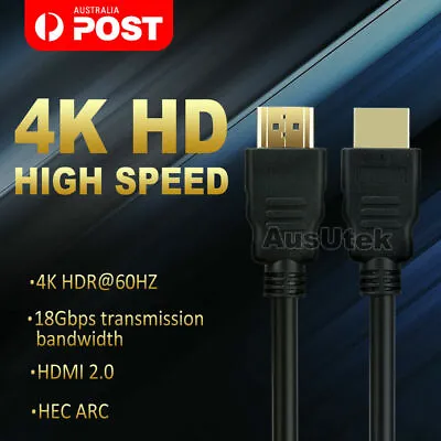 HDMI Cable V2.0 1080P 2160P FULL HD HDTV Video Lead 3D Ethernet HEC ARC 4K 1M 2M • $6.95