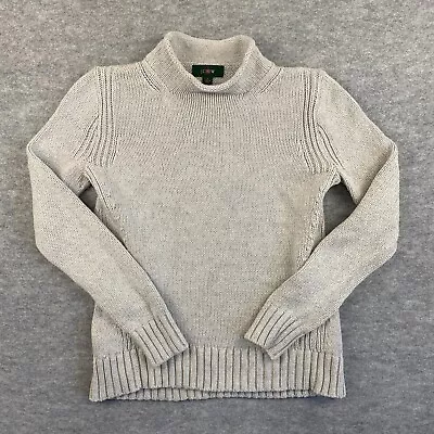 J Crew Sweater Women S Gray Relaxed Rolled Neck Sandy Beach Ribbed Knit Preppy • $31.10
