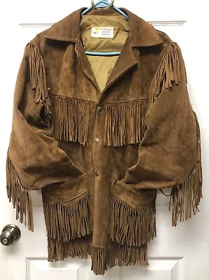 Vtg SIMCO Distinctive Leather Fashion Western Fringe Suede Leather Jacket Sz 38 • $199.99