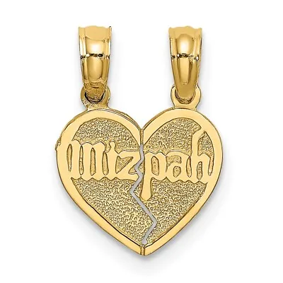 10k Yellow Gold Reversible Break Apart Mizpah Heart Pendant For Her • $104