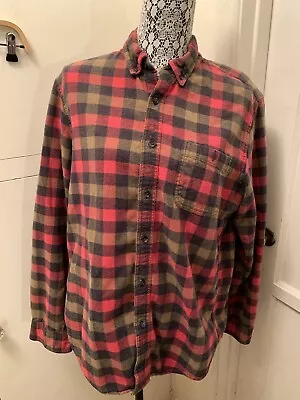 Vintage J.Crew Shirt Mens Large Plaid Flannel Wool Blend Suede Elbow Patch Shirt • $18.99