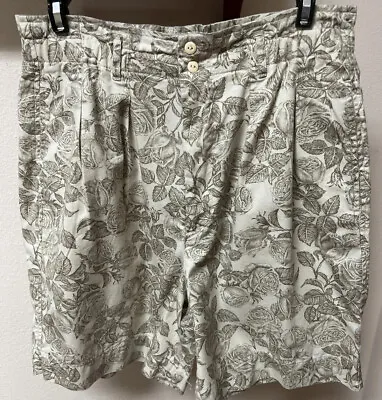 Vintage Banana Republic Safari Travel Clothing Beige Floral Cotton Shorts Sz M • $22