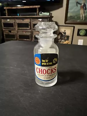 Vtg CHOCKS Brand Multi Vitamins Glass Bottle W/Stopper • $9.99