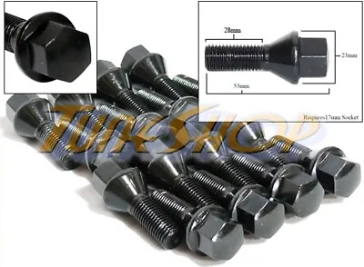 16 VW 28MM TUNER WHEELS RIMS LUG BOLTS NUTS 12x1.5 CONE TAPER CONICAL BLACK • $33.95