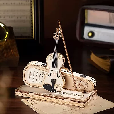 Rolife Vintage Violin Capriccio Model 3D Wooden Puzzle DIY Toy Kit Friends Gifts • $15.99