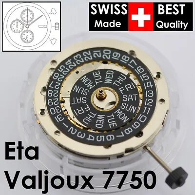 $335 • Buy Swiss ETA VALJOUX 7750 25 Jewels Automatic Movement. Black, English Day Date