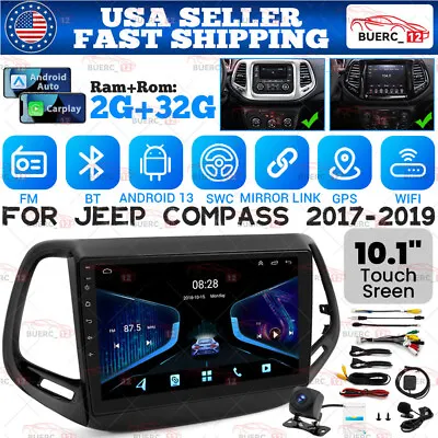 For 2017-2019 Jeep Compass Car Stereo Android 13.0 Carplay Radio GPS Navi Player • $139.58