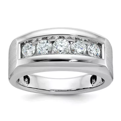 14K White Gold Mens 5 Stone 1 Carat Diamond Wedding Band Ring • $3332