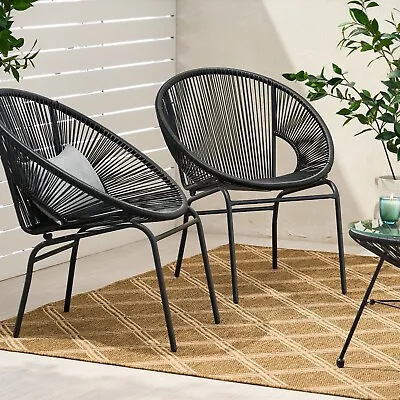 Chrissy Outdoor Modern Faux Rattan Club Chair (Set Of 2) • $226.67