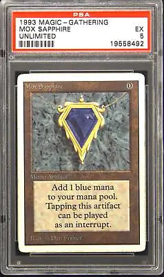 1993 Unlimited Mox Sapphire Rare Magic: The Gathering Card PSA 5 • $7900