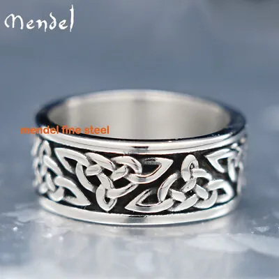 MENDEL Stainless Steel Mens Womens Celtic Irish Knot Band Ring Size 7 8 9 10-15 • $11.99
