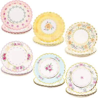 48 Floral Paper Plates Vintage Tea Party Supplies Wedding Bridal Baby Shower 7in • $16.99