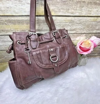 Fossil Long Live Vintage 1954 Milo Brown Genuine Leather Shoulder Bag Purse Tote • $92.99