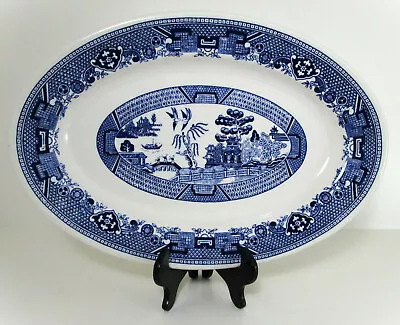 Buffalo China Blue Willow Oval Platter 13 1/2  Restaurant Ware Oneida Vitrified • $21.60