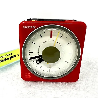 Red Sony ICF-A10W Vintage Clock Radio Cube Alarm W/ Beatles Here Comes The Sun • $209.88
