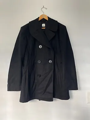 Authentic US Navy/DSCP Quarterdeck Pea Coat Overcoat Men's SZ 40R Black Wool • $55