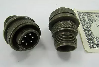 2 Amphenol Sz 14 Military Circular Connectors 6 Pole Male X Solder MS3106A14S-6P • $16.99