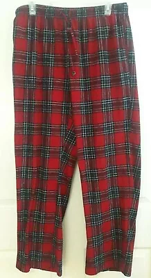 Men's Pj Christmas Pajama Lounge Pants Men's Red Plaid Fleece Polyester Large  • $11