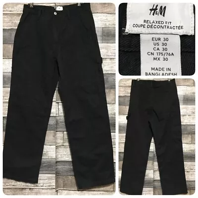 H&M Relaxed Fit Carpenter Jeans Men’s 30x28 Black Denim 100% Cotton • $26.99